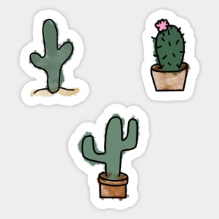 Cactus doodle 3 pack - watercolor Sticker